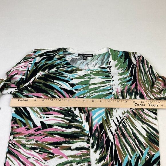 Cable & Gauge Womens Button Cardigan Colorful Print Stretch Knit Sweater S Small - Picture 7 of 12